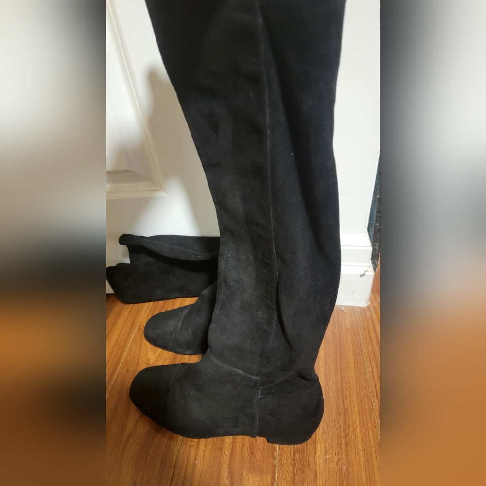 Karl Lagerfeld Paris Black Suede Knee-High Boots